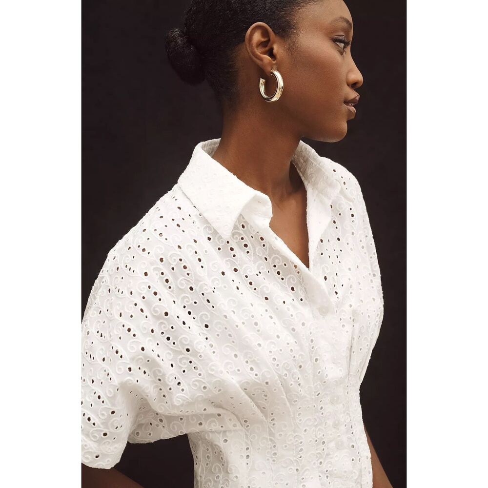 New Anthropologie The Tobie Eyelet Mini Shirt Dress by Exquise Size M - Picture 3 of 12